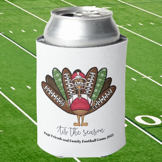 Tis the Season Script Thanksgiving Football Turkey 缶クーラー