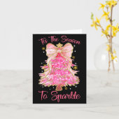 Tis The Season Sparkle Christmas Tree Xmas Women G カード (黄色い花)