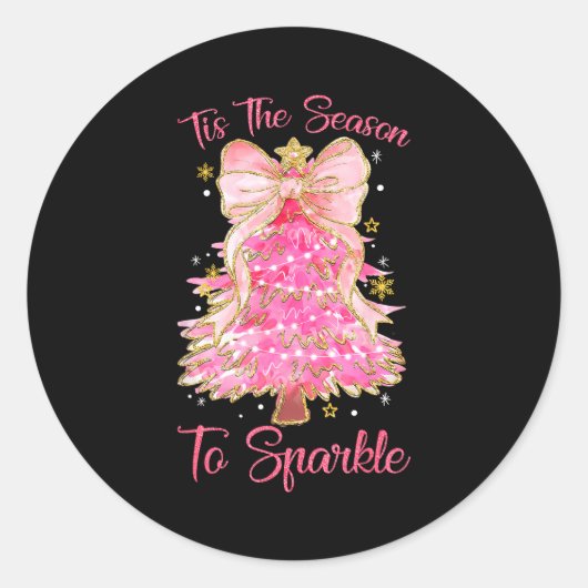 Tis The Season Sparkle Christmas Tree Xmas Women G ラウンドシール (正面)