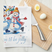 Tis the Season to be Jolly Dancing Jolly Snowmen キッチンタオル (四つ折り)