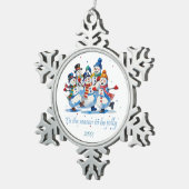 Tis the Season to be Jolly Dancing Jolly Snowmen スノーフレークピューターオーナメント (右)