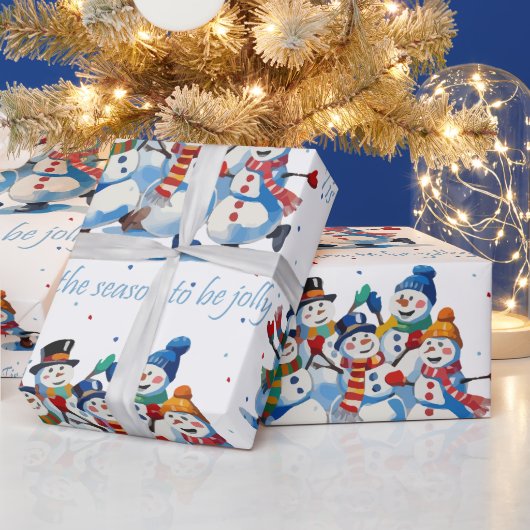 Tis the Season to be Jolly Dancing Jolly Snowmen ラッピングペーパー (クリスマス)
