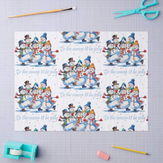 Tis the Season to be Jolly Dancing Jolly Snowmen 薄葉紙 (クラフト)