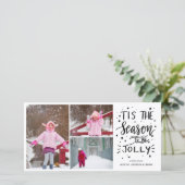 Tis The Season To Be Jolly Modern Script Photo シーズンカード (スタンド正面)