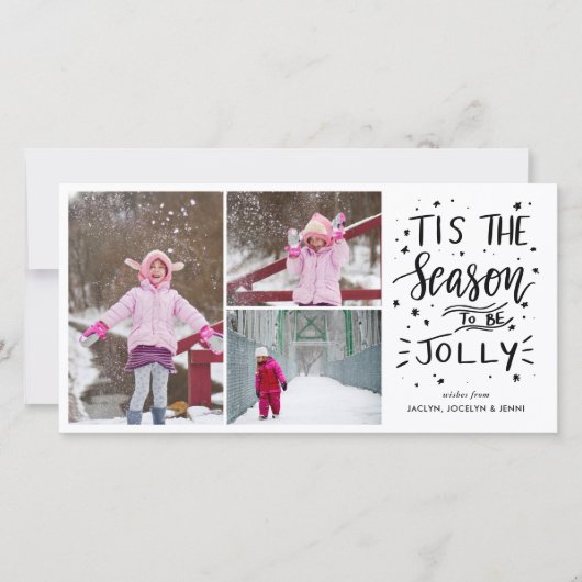 Tis The Season To Be Jolly Modern Script Photo シーズンカード (正面)