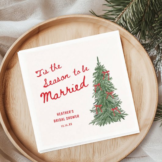 Tis the Season to be Married Holiday Bridal Shower スタンダードカクテルナプキン