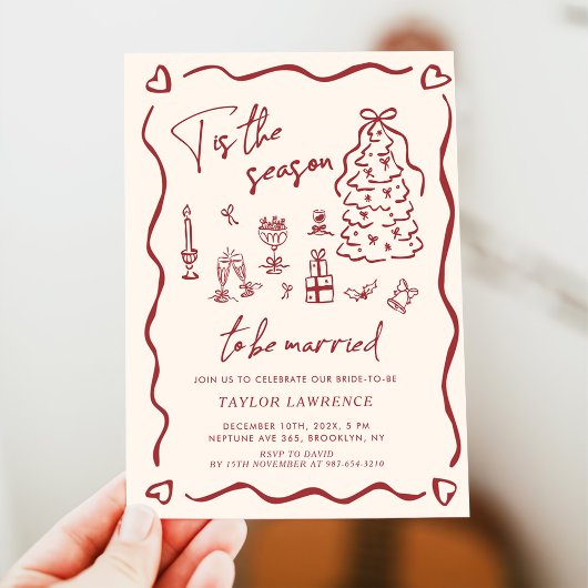 Tis the Season to be Married Holiday Bridal Shower 招待状