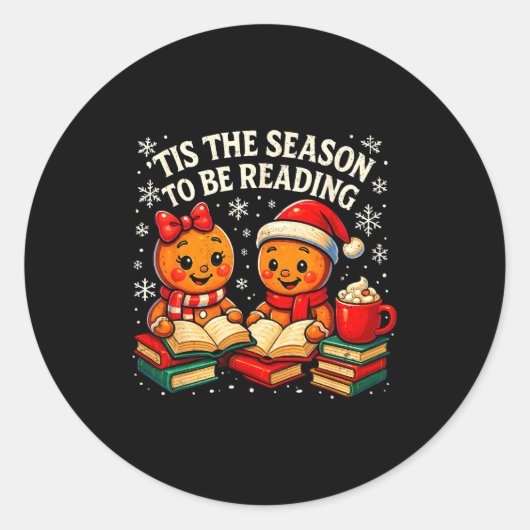 ’tis The Season To Be Reading Book Lover Design  ラウンドシール (正面)
