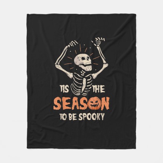 Tis The Season To Be Spooky Funny Skeleton Hallowe フリースブランケット (正面)