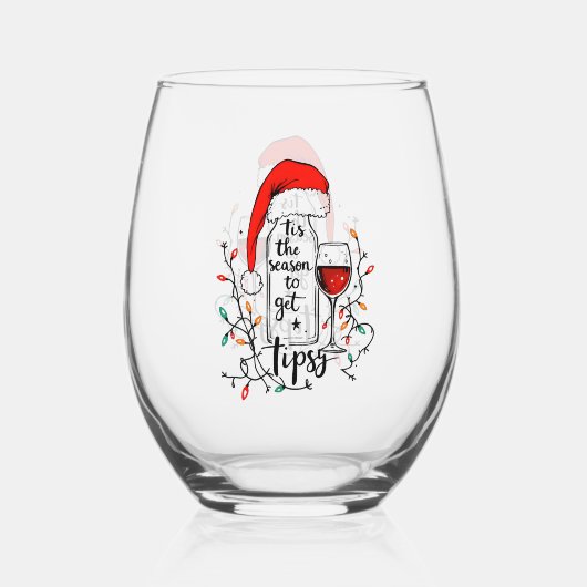 'Tis The Season to Get Tipsy ステムなしワイングラス (正面)