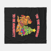 Tis The Season To Naughty Gingerbread Man Couple フリースブランケット (正面(横))