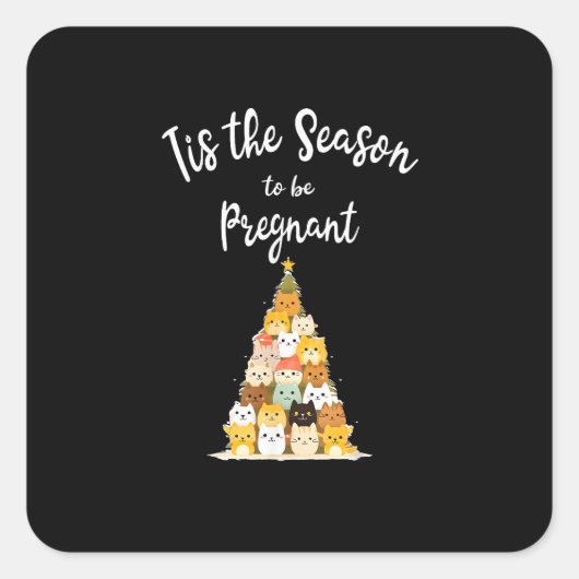 Tis The Season To Pregnant Cute Christmas Tree Men スクエアシール (正面)