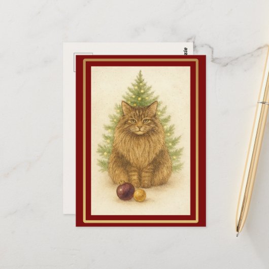 Tis the Season to Purr — Personalized Maine Coon ポストカード (正面/裏面インサイチュ)