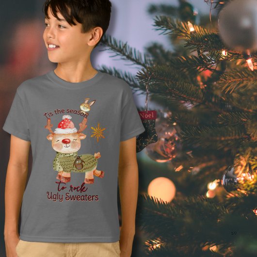 Tis the Season to Rock Ugly Sweaters Reindeer  Tシャツ