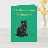 Tis the Season To Sparkle Black Cat Entangled  カード (黄色い花)