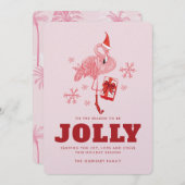 Tis the Season Tropical Flamingo Christmas シーズンカード (正面/裏面)