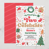 Tis The Season Two Celebrate Christmas Birthday 招待状 (正面/裏面)