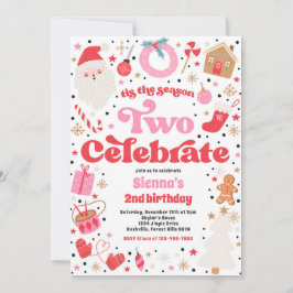 Tis The Season Two Celebrate Christmas Birthday 招待状