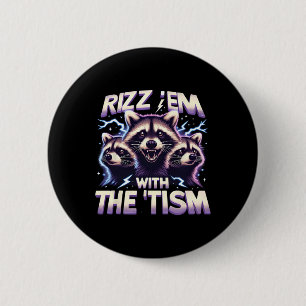 TismでRizz Emかっこいい 虹色のracoon 自閉症 缶バッジ