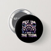 TismでRizz Emかっこいい 虹色のracoon 自閉症 缶バッジ (正面&裏面)
