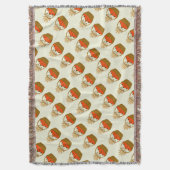 tissée🍂 Panier de Citrouilles et Blé d'Automne スローブランケット (正面縦)