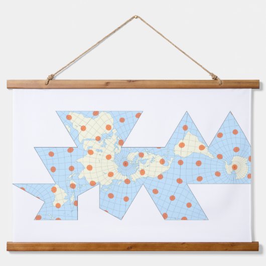 TissotのインディカトリックスとのDymaxion投影 吊り下げ型タペストリー (正面)