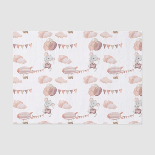 Tissue Paper (25cm x 38cm) - Mouse With Balloons 薄葉紙 (正面)