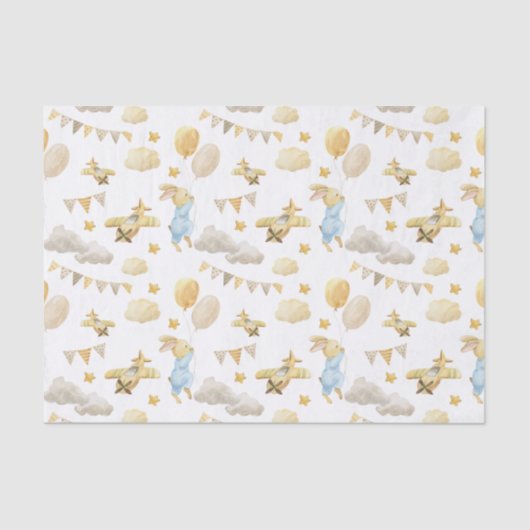 Tissue Paper (25cm x 38cm) - Rabbit With Balloons 薄葉紙 (正面)