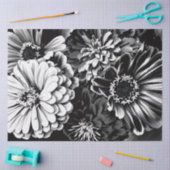 Tissue paper black and white flowers 薄葉紙 (クラフト)