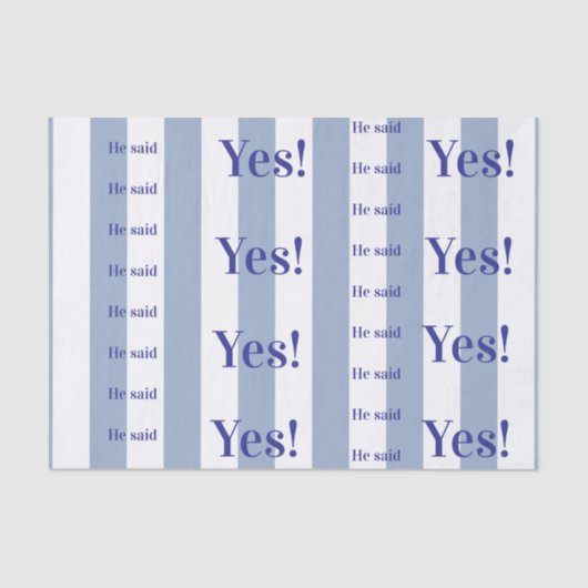 Tissue Paper Blue & White Stripe He said Yes! 薄葉紙 (正面)