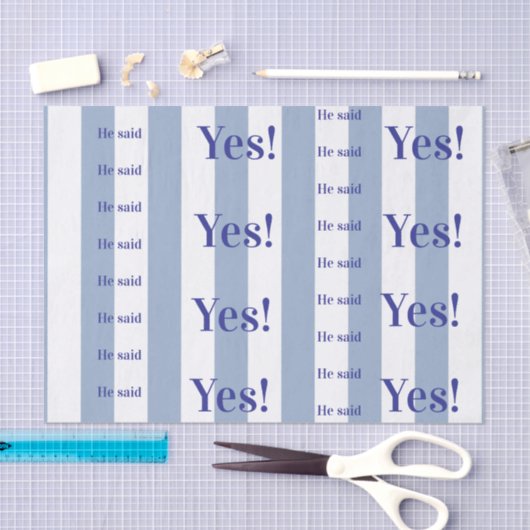 Tissue Paper Blue & White Stripe He said Yes! 薄葉紙 (クラフト)