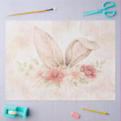 Tissue Paper Cute Watercolor Bunny with Flowers 薄葉紙 (クラフト)