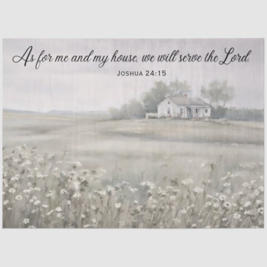 Tissue Paper - Joshua 24:15 - House White Flowers 薄葉紙 (正面)