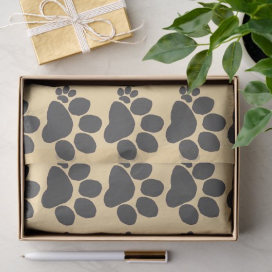 Tissue Paper - Polydactyl Paw Print on Beige 薄葉紙 (ギフト)