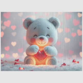 Tissue Paper Teddy with a Heart  薄葉紙