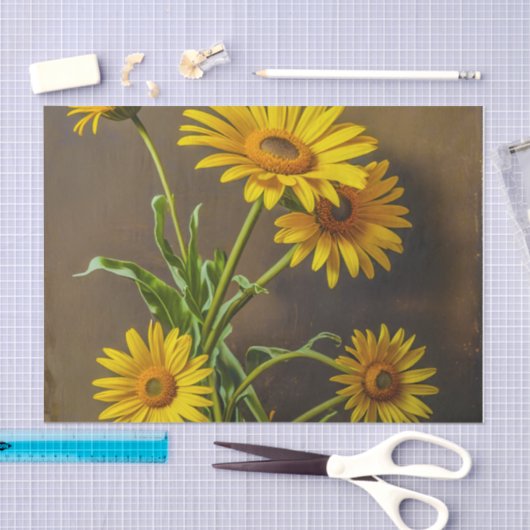 Tissue Paper (Yellow Daisies) 薄葉紙 (クラフト)