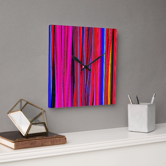 Tissus guatémaltèques : trésor de Chichicastenango スクエア壁時計 (オフィス)