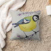 Tit鳥素晴らしスケッチ、手描きブリティッシュ鳥 クッション (ブランケット)