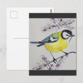 Tit鳥素晴らしスケッチ、手描きブリティッシュ鳥 ポストカード (正面/裏面)