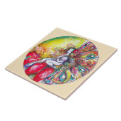 TITANIA SITTING ON A RED FLOWER Fantasy Ivory タイル (側面)