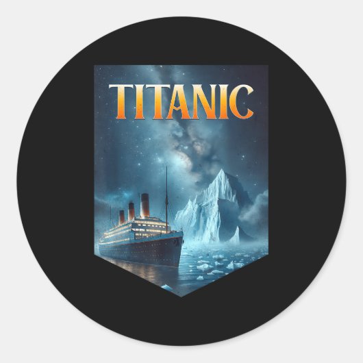 Titanic Cruise Ship Iceberg 1912 Rms Voyage Men Wo ラウンドシール (正面)