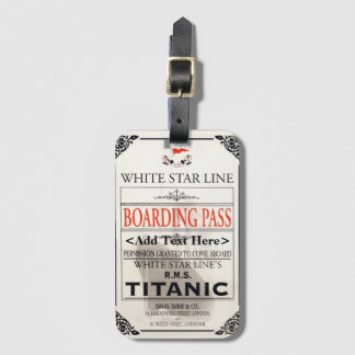 Titanic White Star Line 搭乗券 - テキスト追加可 ラゲッジタグ