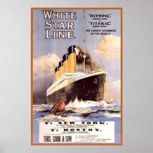 Titanic White Star Line 最大の蒸気船 ポスター (正面)