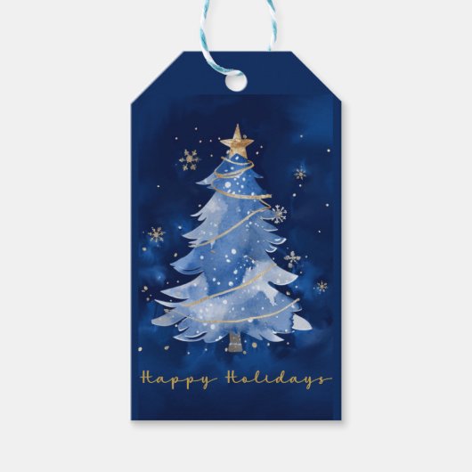 Title: エレガントな紺とゴールドのクリスマス ギフトタグ (正面)