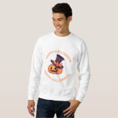Title: Cartoon Pumpkin with Top Hat – Happy Hallow スウェットシャツ (正面フル)