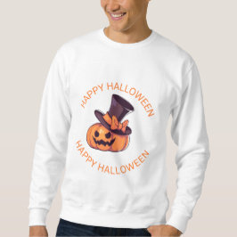 Title: Cartoon Pumpkin with Top Hat – Happy Hallow スウェットシャツ