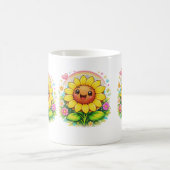 🌻 Title Cute Smiling Sunflower Rainbow Garden コーヒーマグカップ (中央)