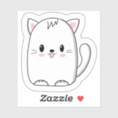 Title: Cute White Kawaii Cat Sticker - Minimalist  シール (シート)