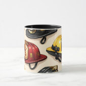 Title firefighter helmet pattern fire station depa マグカップ (中央)
