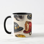 Title firefighter helmet pattern fire station depa マグカップ (左)